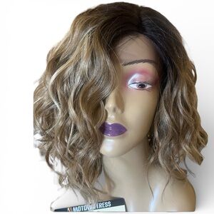 Lace Front Water Wave Swiss Lace Deep Part Latte/ Blonde/Brown Wig Motown Tress